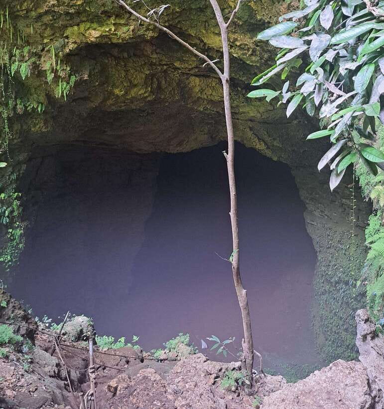 Yogyakarta: Jomblang Cave Tour - At the cave mouth: registration, queue number, and safety gear fit